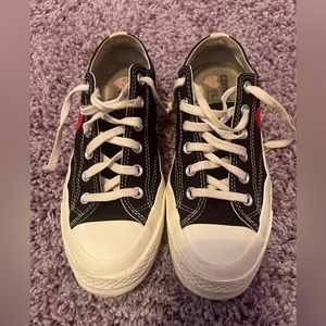 Womens 9, mens 7 comme de garcon converse